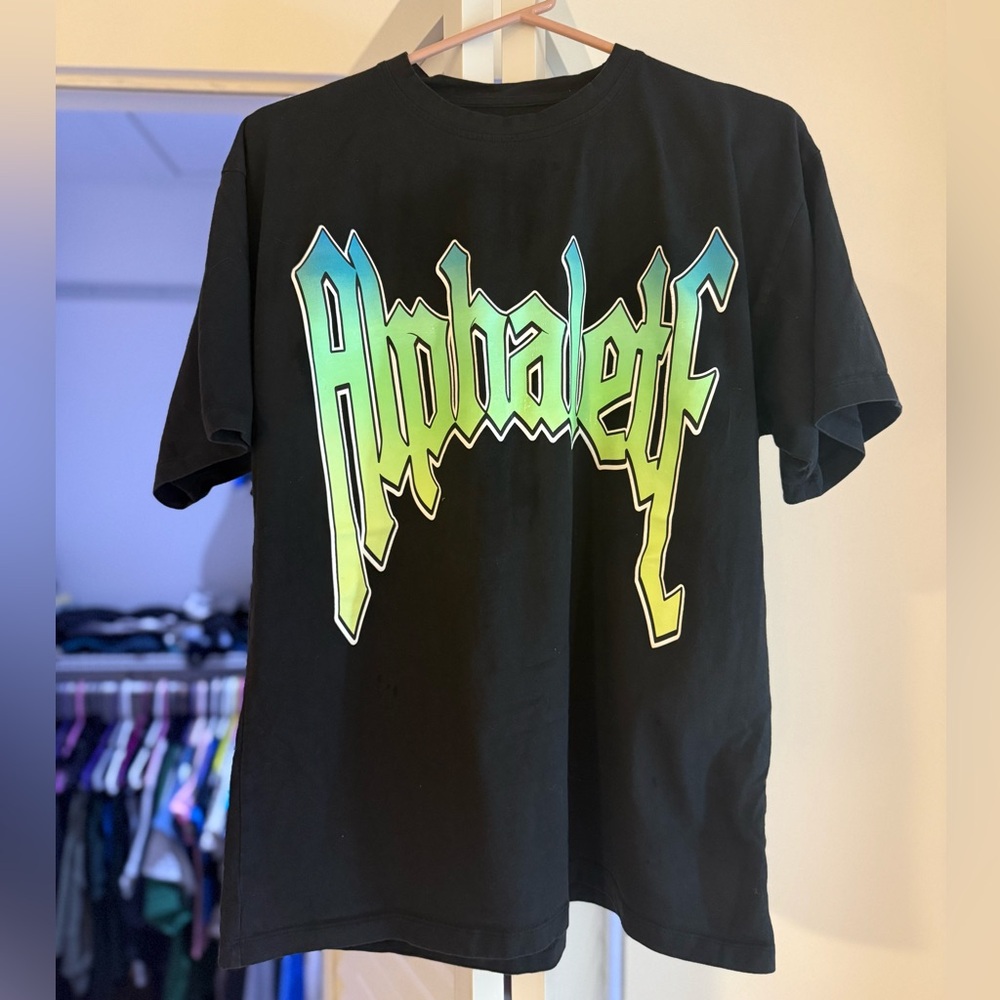 Alphalete Black Tee with Green Gradient Logo
